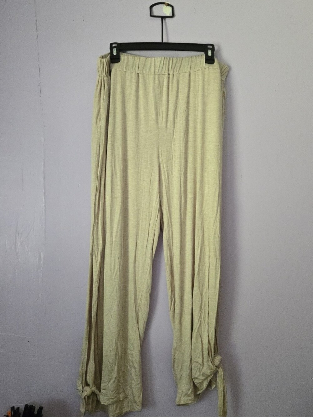HEIMISH USA 2X Cream Wide Leg Tie-Hem Pants NWOT